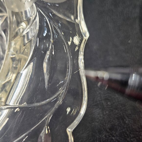 Vintage European Cut Crystal Round Floral Etched Tri-Footed Thick Bowl - Picture 11 of 13